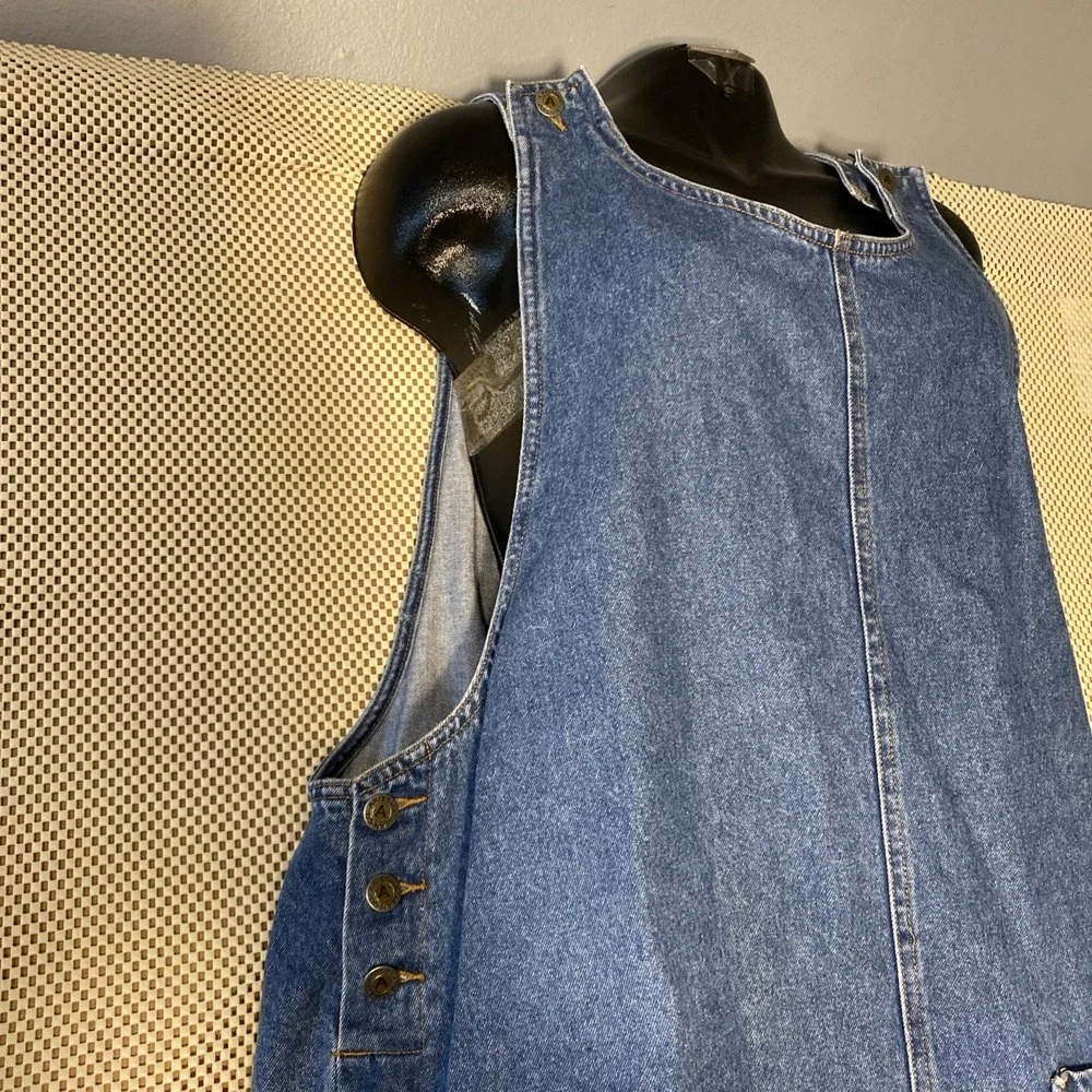 Vintage Arizona Jumper Dress 20W Blue Denim Knee Length Front Pockets Overall - Picture 5 of 6